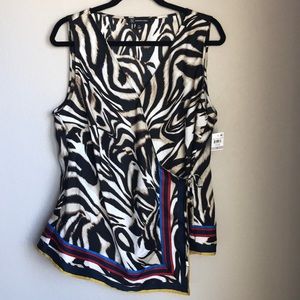 INC International Concepts Tiger Frame V-neck Sleeveless Wrap Top